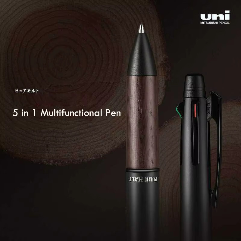 Mitsubishi Uni 5 in 1 Multifunktionsstift mit Jetstream Tinte in Eiche und Metall, braun - Bild 2