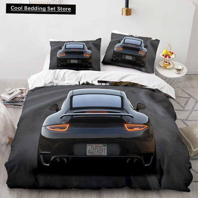 Sportwagen König Bettwäsche-Set mit Supercar-Muster, 23-teiliges Set aus Polyester für Erwachsene, B/H: 70 x 133 cm, Mehrfarbig - Bild 1