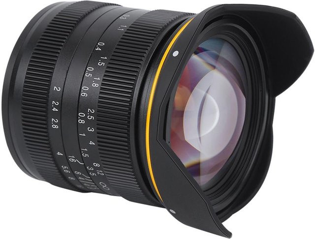 KONNWEI 15mm Weitwinkel Festbrennweite Objektiv f/2.0 für APS-C und Micro Four Thirds M43 Anschluss in Grau - Bild 1