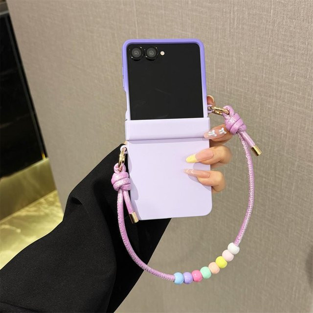 Samsung Galaxy Z Flip Hard Shell Handyhülle mit buntem Perlen-Handgelenkband im Farbverlauf - Bild 1