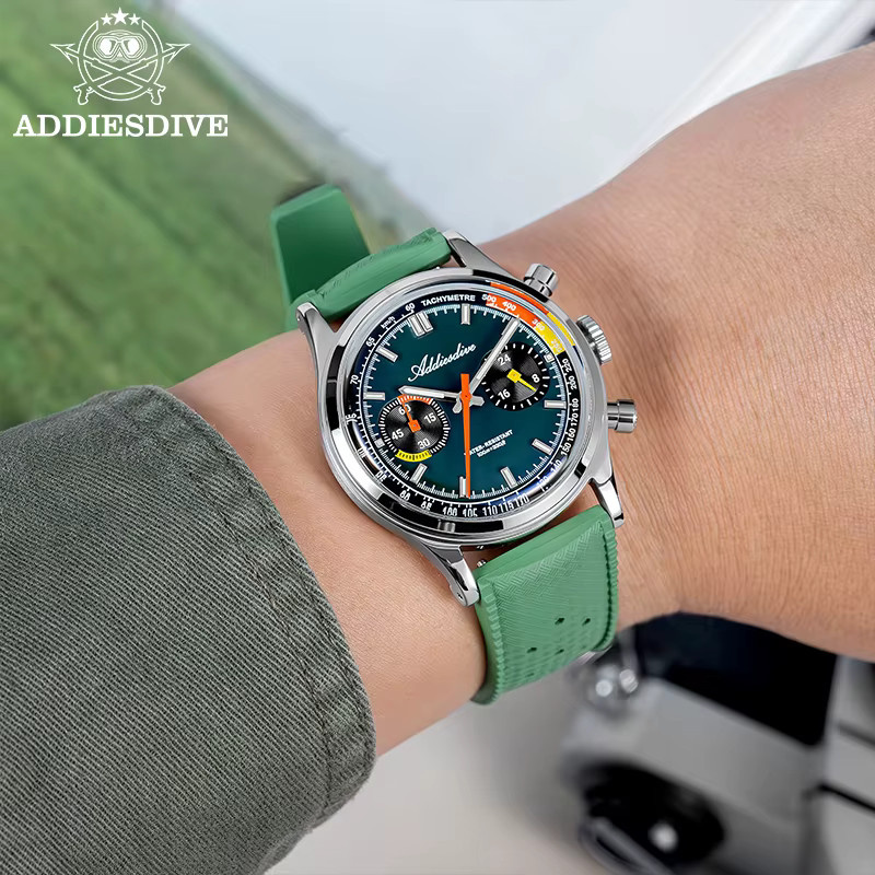 ADDIESDIVE Chronograph, Quarz, Edelstahl, 38 mm, Herren, Blau - Bild 4
