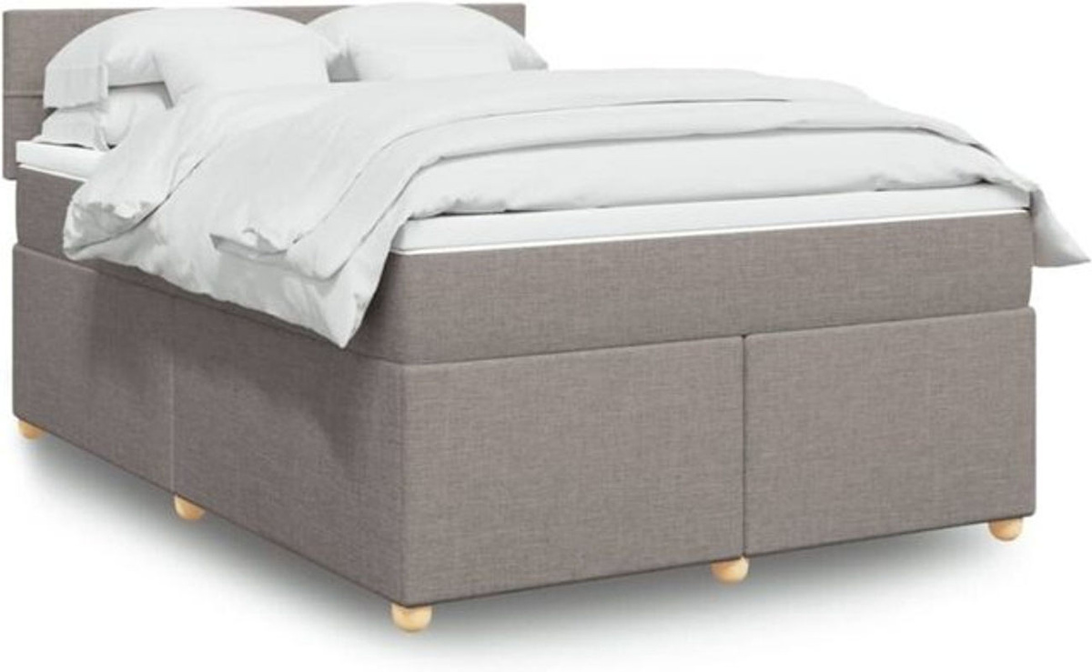 vidaxl Boxspringbett mit Matratze in Taupe meliert aus Stoff, B/T/H: 160 x 200 x 100,5 cm - Bild 1