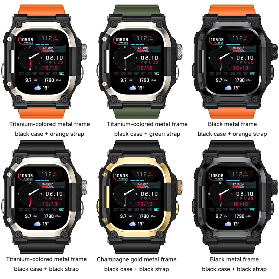 CAOWTAN Silikonarmband mit Metall-Abdeckung und Hülle für Apple Watch Ultra 49mm - Bild 6