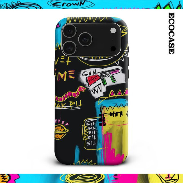 Handyhülle im Graffiti-Stil für Apple iPhone 11 bis iPhone 17 Pro Max Plus, doppelschichtige Rückseite, multicolour - Bild 1