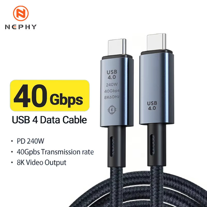 Nephy USB C auf USB C Schnellladekabel in Schwarz mit 240 W Leistung, 8K-Videoübertragung und 40 Gbit/s Datenübertragungsrate, geflochtenes Kabel für iPhone 16 Pro, MacBook, TV und Laptop - Bild 4