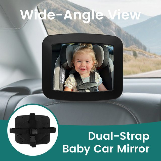 Baby-Auto-Spiegel mit 360-Grad-Ansicht für Kleinkinder in den Farben Transparent, Grau oder Schwarz - Bild 1