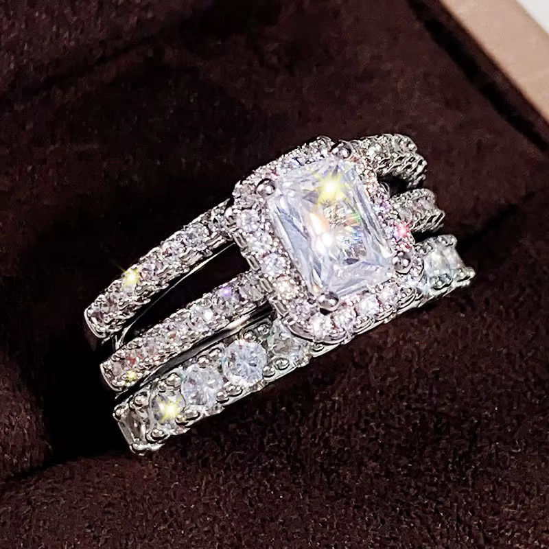 Huitan Ringe Set, Zirkonia, Silber, Damen - Bild 2
