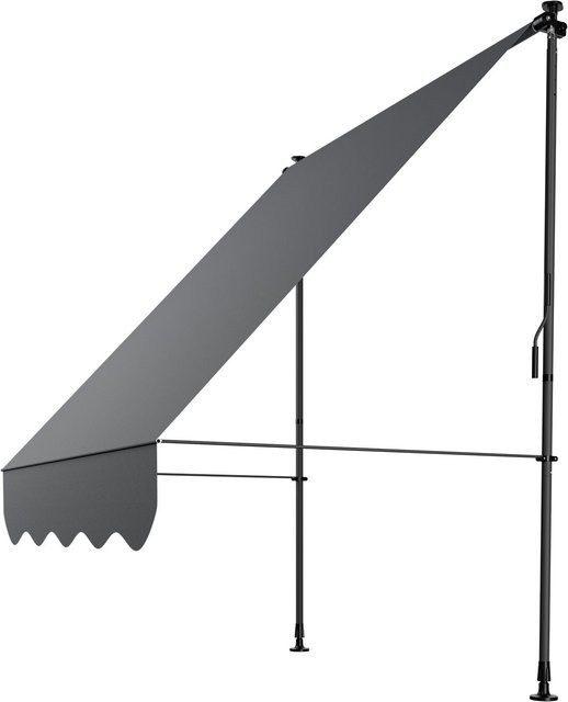Juskys Klemmmarkise Kapstadt höhenverstellbar ohne Bohren wasserabweisend Grau B/H: 150 x 120 cm - Bild 2