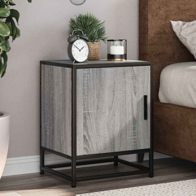 Nachttisch Vidaxl in Grau Sonoma aus Holzwerkstoff und Metall im Industrial Design B/T/H: 40 x 31 x 50 cm - Bild 1