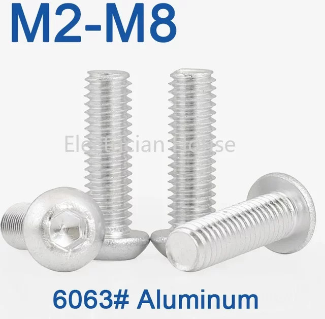 AZKD Innensechskant Halbrundkopfschrauben aus Aluminium in Silber, M2 bis M8 - Bild 1