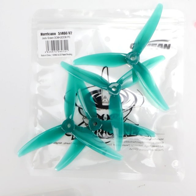 Gemfan Hurricane 51466 MCK V2 3-Blatt Propeller, Grün, 4-teiliges Set - Bild 1