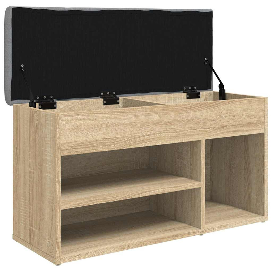 vidaXL Schuhbank aus Holzwerkstoff in Sonoma-Eiche, B/T/H: 82 x 32 x 45,5 cm - Bild 3