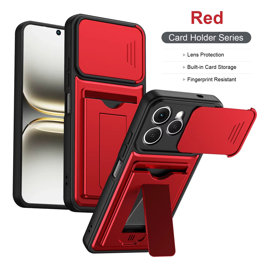 Tecno Spark 40 4G Wallet Case mit Kartenfach und Halterung in Rot, Matte Silikonhülle - Bild 2