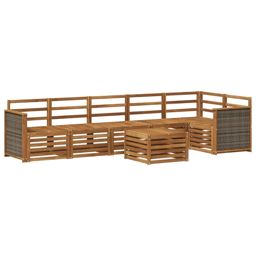 vidaXL Ecksofa Set aus Massivholz Akazie in Braun, 6-teiliges Gartenmöbel Set mit Couchtisch für Terrasse und Garten - Bild 2