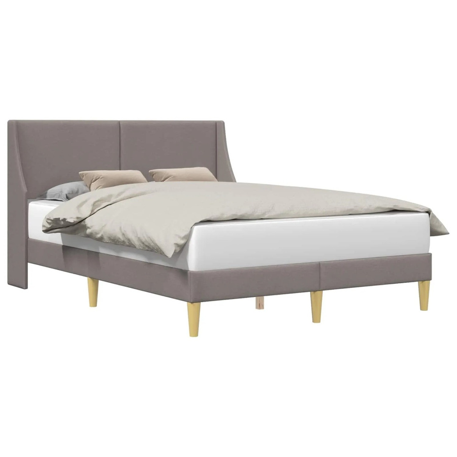 vidaXL Bettrahmen mit Kopfteil und Verbindungsplatte in Taupe und Grau, Modernes Design aus Sperrholz mit Stoffmuster, B/T/H: 280 x 230 x 230 cm - Bild 2