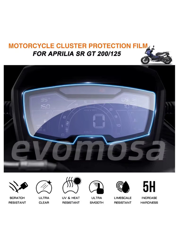 evomosa Dashboard Schutzfolie für Aprilia SR GT 200 125 RS125 Tuono 125 SXR 50 125 160 transparent - Bild 4