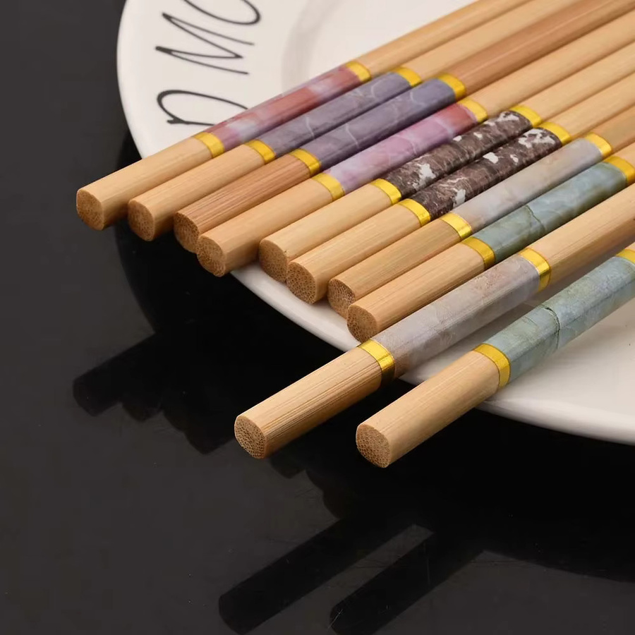 5 Paar farbenfrohe Bambus-Essstäbchen von Uniturcky im Retro-Stil, rutschfestes Holzgeschirr für Sushi, Mehrfarbig - Bild 5