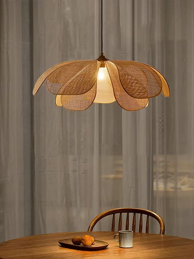 CHUBAN Pendelleuchte im japanischen Stil aus Rattan mit LED-Beleuchtung in Beige und Schwarz - Bild 2