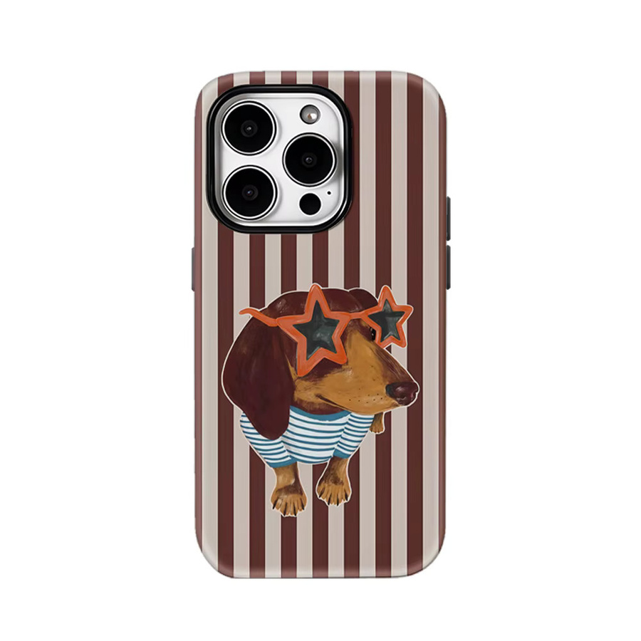 Potdemiel Handyhülle mit Star-Sonnenbrille und Dackel Motiv in Braun für iPhone 17 16 15 14 13 12 Pro Max Plus mit doppelschichtiger Rückseite - Bild 6