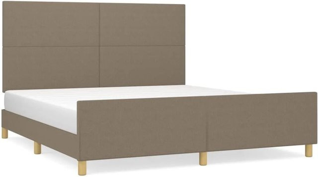 vidaXL Bettgestell mit Kopfteil in Taupe aus Stoff und Holz, B/T/H: 180 x 200 x 186 cm - Bild 1