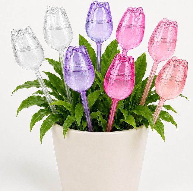 WIKHOSTAR Tulpen-Bewässerungskugeln für Pflanzen, 8er Set bunt, Automatisches Selbstbewässerungssystem für Topfpflanzen im Innen- und Außenbereich - Bild 1