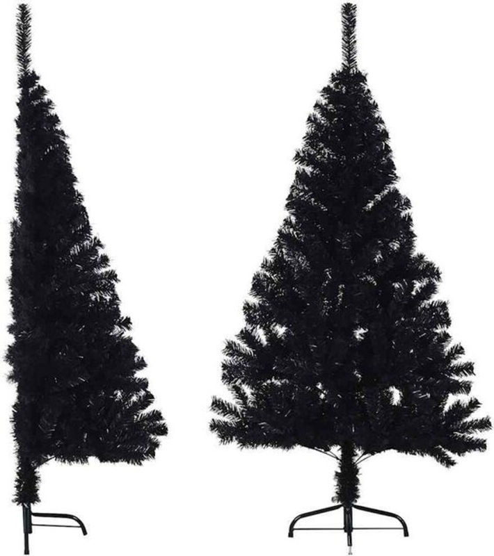 Künstlicher Halb-Weihnachtsbaum mit Metallständer von vidaxl in Schwarz, Höhe: 150 cm, Breite: 95 cm - Bild 1