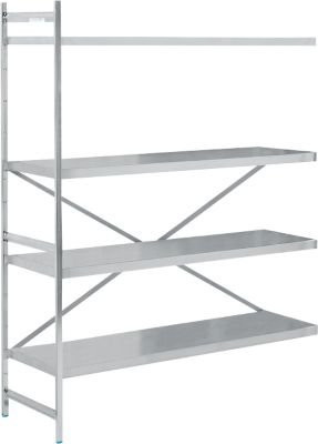 Köhler Anbauregal aus Edelstahl in Silber, matt, mit geschlossenen und verstellbaren Böden, B: 147,5 cm, T: 60,0 cm, H: 200,0 cm - Bild 1