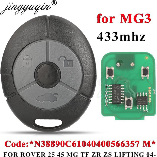 Jingyuqin Auto-Fernbedienung Schlüssel 433 MHz für Rover 25 45 MG 3 TF ZR ZS Heben 2003+ Keyless Control Fob mit 3 Tasten in Schwarz - Bild 1
