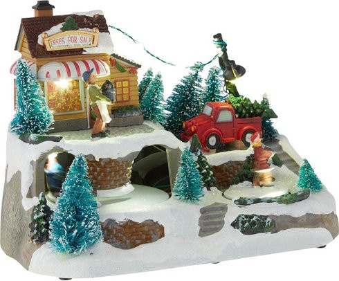 Konstsmide LED-Dorf Szenerie Tischdeko Weihnachten, Farbe: Weiss, Grün, Braun, Rot, Höhe: 17 cm - Bild 1
