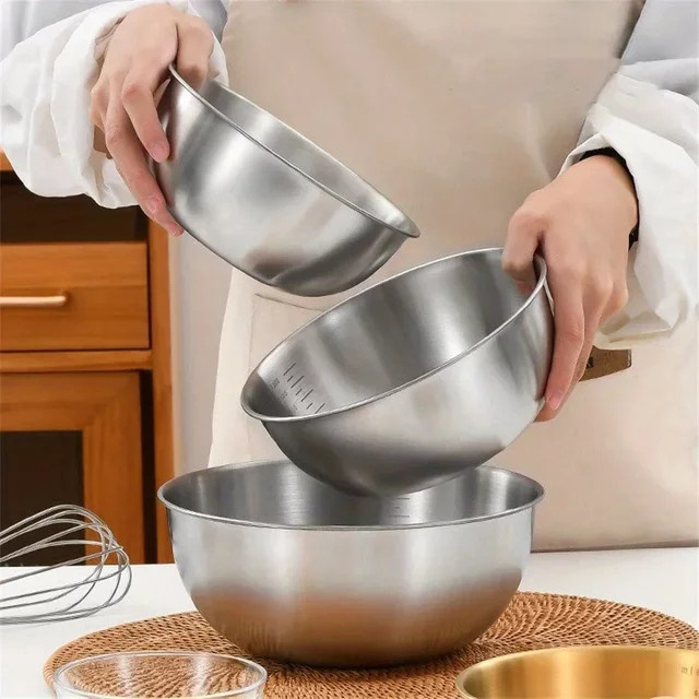 BAIJL Salatschüssel aus Edelstahl in Silber für Obst, Gemüse, Reis oder Nudeln - Bild 1