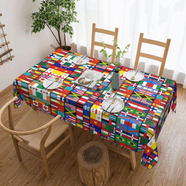 Rechteckige Tischdecke mit 60 Länderflaggen von JMG Household Supplies, wasserabweisend und waschbar, B/B: 140 x 180 cm, Mehrfarbig - Bild 1