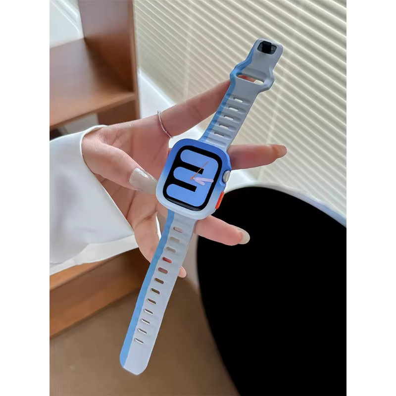 CAOWTAN Silikonhülle und Armband für Apple Watch, Blau, Unisex - Bild 1