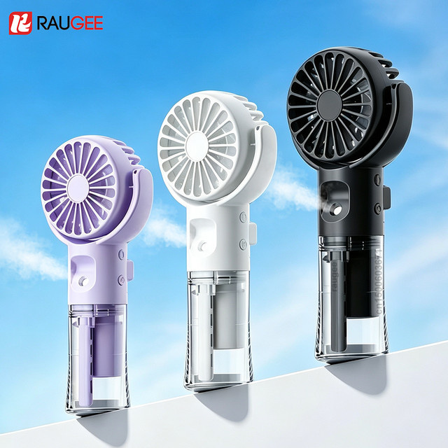 raugee Tragbarer Mini-Handventilator mit Wassernebel-Funktion, wiederaufladbarer USB-Luftkühler und Sprühbefeuchter in Schwarz oder Pink - Bild 1