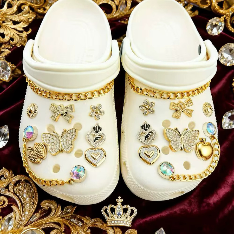 FHLDING Schuh Charms Set, Gold, Schmetterling, Diamant, Kristall, Unisex - Bild 3