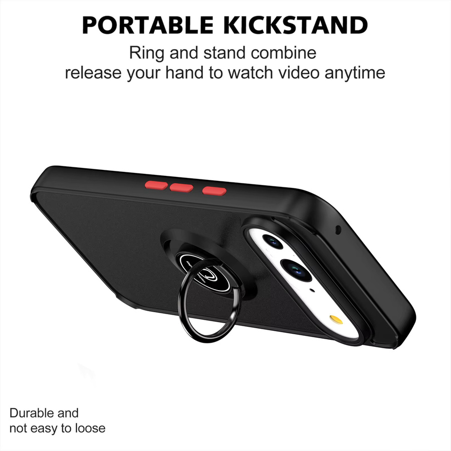 Stoßfeste MagSafe Handyhülle mit Magnetring und Ständer für Google Pixel 9 Pro XL, 10 Pro, 8, 7, 6 Pro in Schwarz und Grün - Bild 2