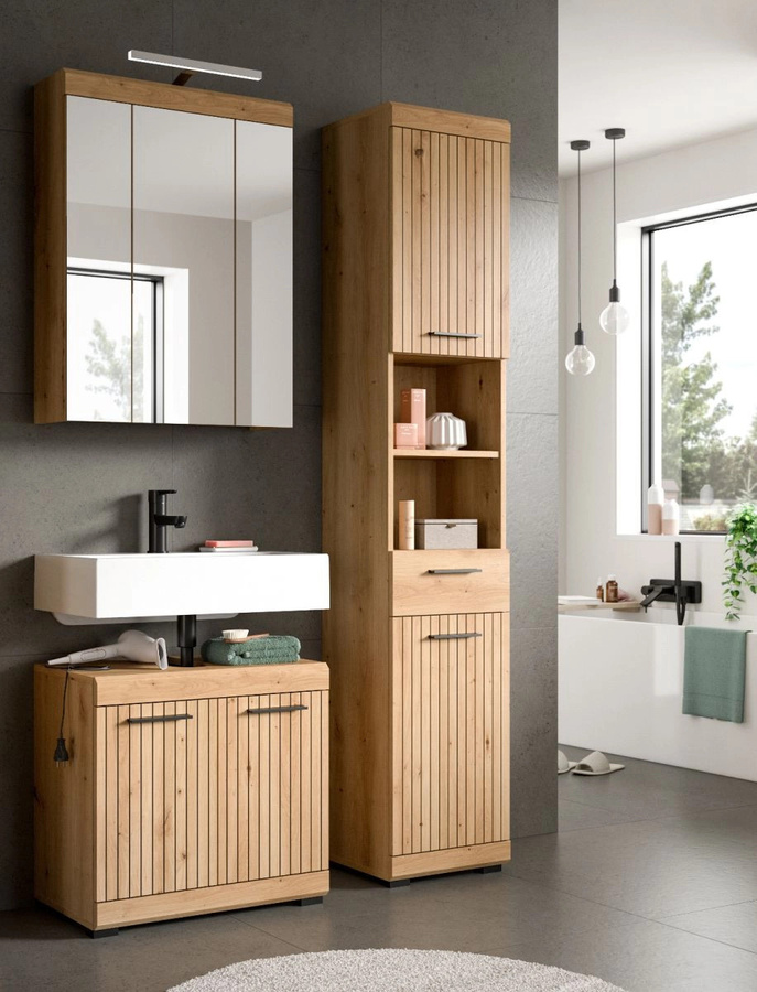 Badmöbel Set Shawn von Inn.Furn in Eiche Matt, 3-teilig, Breite: 112 cm - Bild 3