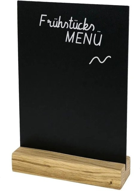 HMF Tischaufsteller Kreidetafel aus Acryl mit Holzfuß in Schwarz, DIN A5 - Bild 1