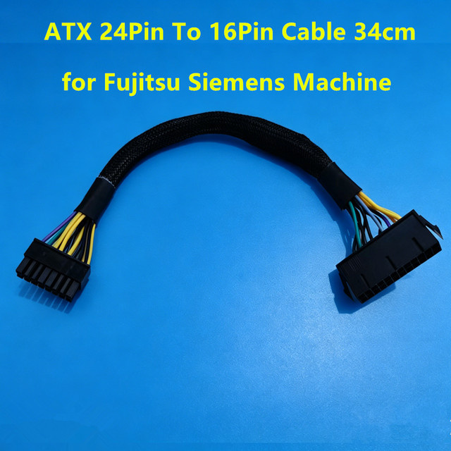 ATX 24-Pin auf 16-Pin Adapter-Stromkabel für Fujitsu Siemens Motherboards, Schwarz, Länge: 30 cm - Bild 1