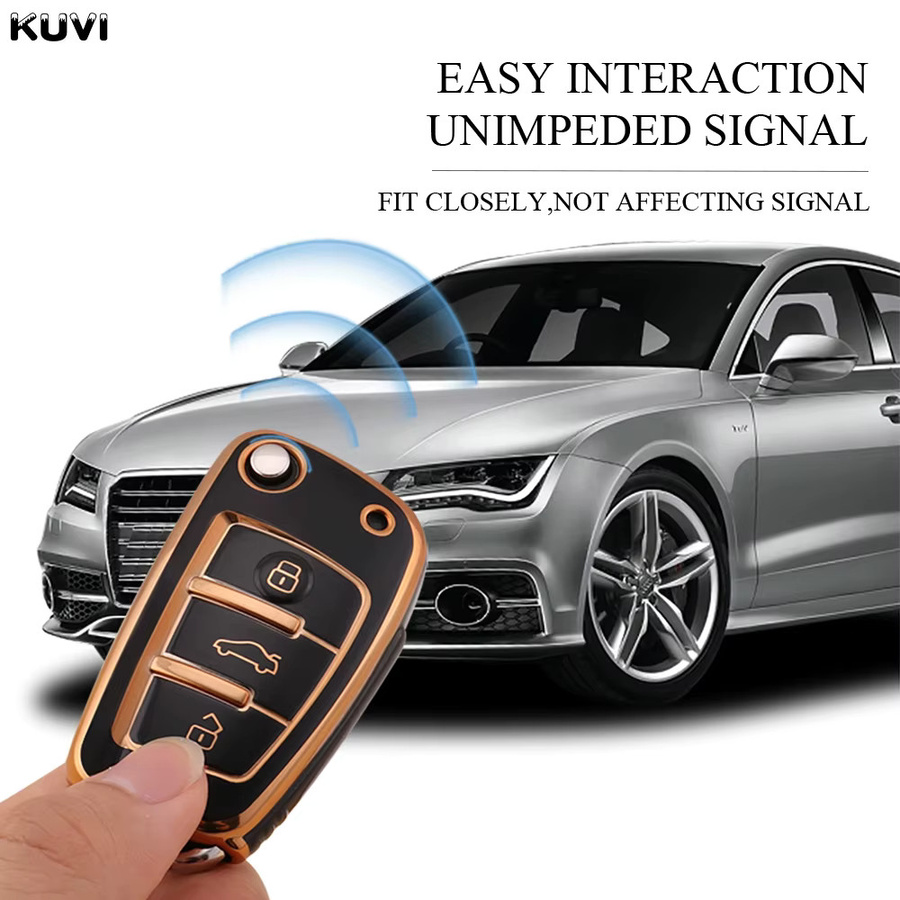 Kuvi TPU Auto Flip Schlüsselhülle für Audi A1 A3 A4 A5 A6 A7 A8 Q3 Q5 Q7 Q8 TT S3 S4 S6 RS Zubehör - Bild 4