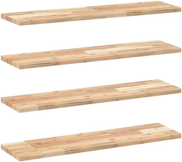 vidaXL Schweberegale Set 4 Stück aus Massivholz Akazie Unbehandelt Braun B: 80 cm, T: 20 cm, H: 2 cm - Bild 1