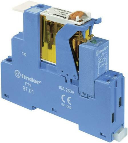 Finder Relaisbaustein 4C.02.9.024.0050 in Blau, 24 V/DC, 8 A, 2 Wechsler - Bild 1