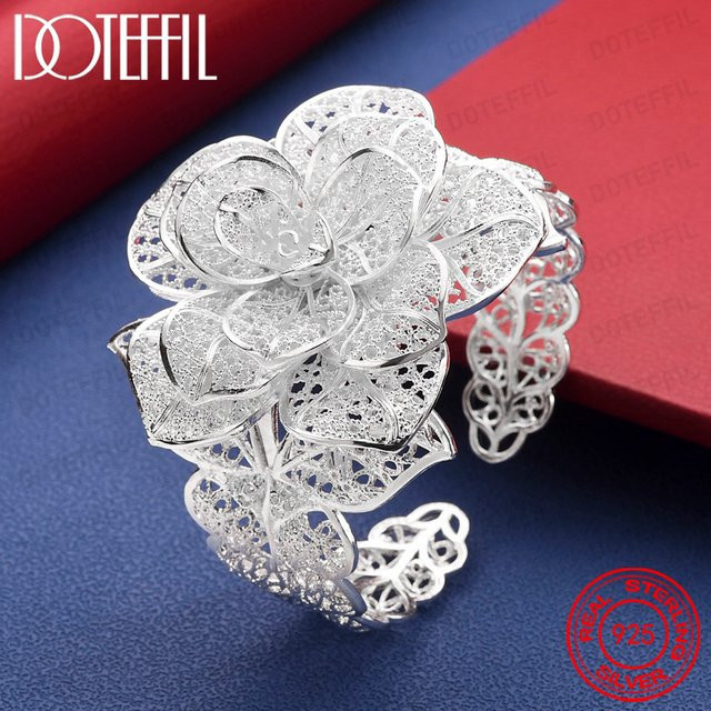 DOTEFFIL Armreif, 925 Silber, Blume, Damen und Herren - Bild 1