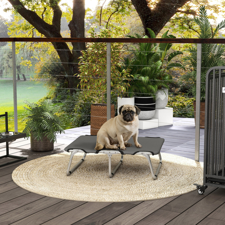 PawHut Erhöhtes Hundebett für kleine Hunde bis 10 kg, wetterfestes Outdoor Haustierbett aus Oxford-Stoff, Grau, B/T/H: 71 x 58 x 20 cm - Bild 2
