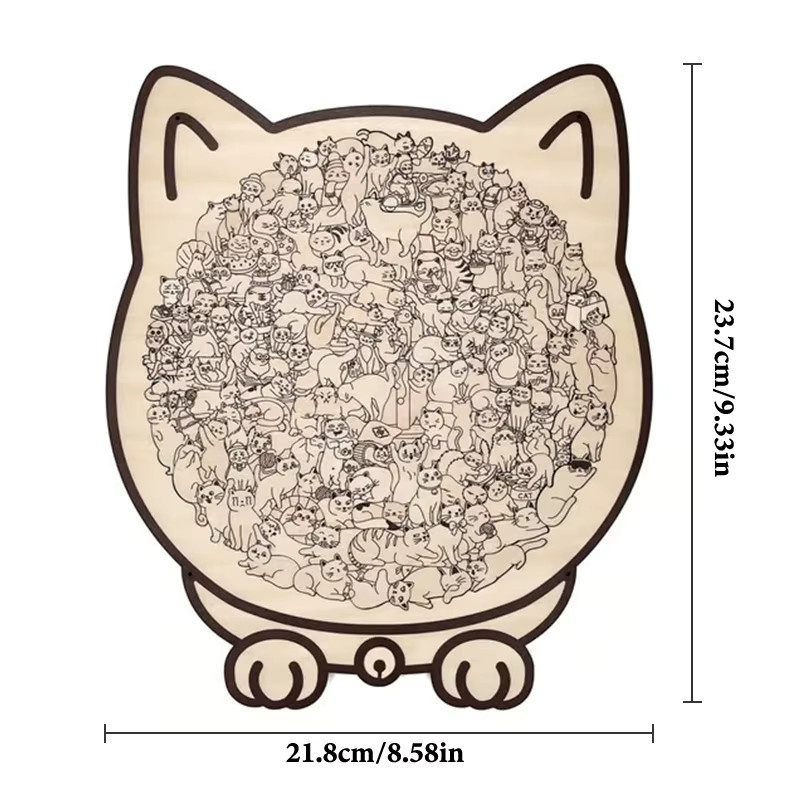 A-Nice Katzenförmiges Holzpuzzle, 135-teiliges Set, Tiere, Bunt / Mehrfarbig - Bild 4