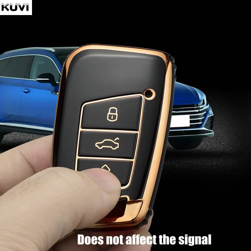 Kuvi 6D TPU Autoschlüssel Schutzhülle in Schwarz für VW Passat B8, Magotan, Skoda Superb A7 und Kodiaq - Bild 2