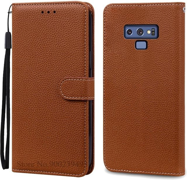 Leder Klapphülle für Samsung Galaxy Note 9 N960F N960 in Braun - Bild 1