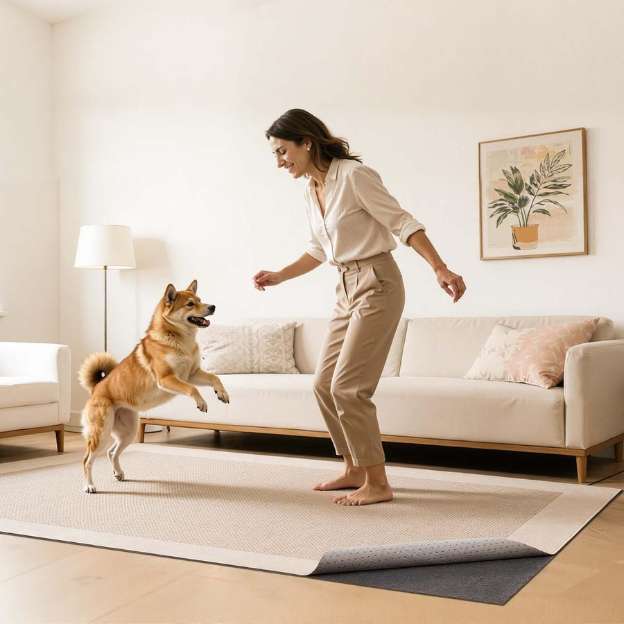 Rutschfeste Teppichunterlage von Buying Solutions MB in Grau mit beidseitiger Filzpolsterung und Gummi-Noppen zum Schutz deines Hartholzboden, B/T: 305 x 427 cm - Bild 5