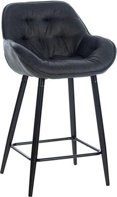 DELUKE Barhocker KUTOR Stoff Dunkelgrau mit Lehne und Armlehnen, moderner Tresenhocker gesteppt, B/T/H: 54 x 57,5 x 93,5 cm - Bild 1