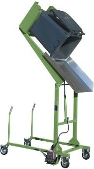 Mülltonnen-Kippstation MKS für 120 und 240 l Tonnen mit Fußpumpe und Rollen in RAL 6011 - Bild 1