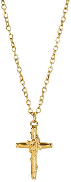 Halskette Kreuzanhänger, Edelstahl, Gold, Unisex, 45 cm - Bild 1